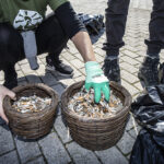 Cleaning cigarette butts from the streets in Skopje