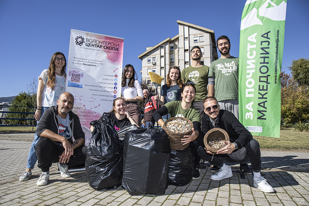 Group of volunteers after a cleanup in Skopje